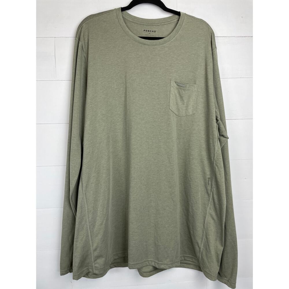 Poncho Outdoors Men's Long Sleeve Pocket T-Shirt - Sage Olive Green - XXL